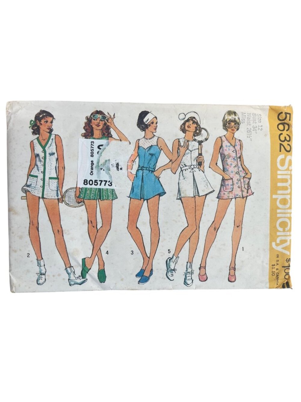Vintage 70s Simplicity 5632 Sewing Pattern Size 12 Misses Dresses & Panties CUT